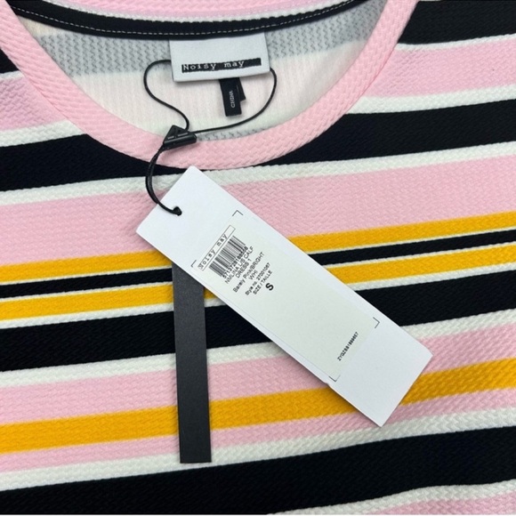 NWT Noisy May Pink & Black Stripe Crew Neck Dress - Picture 5 of 10